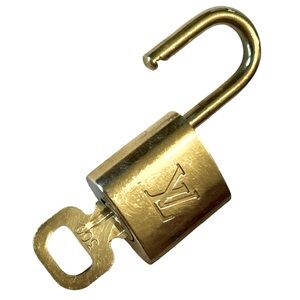 #300 Authentic Louis Vuitton Vintage Padlock Lock & Key Set Brass 300 Series